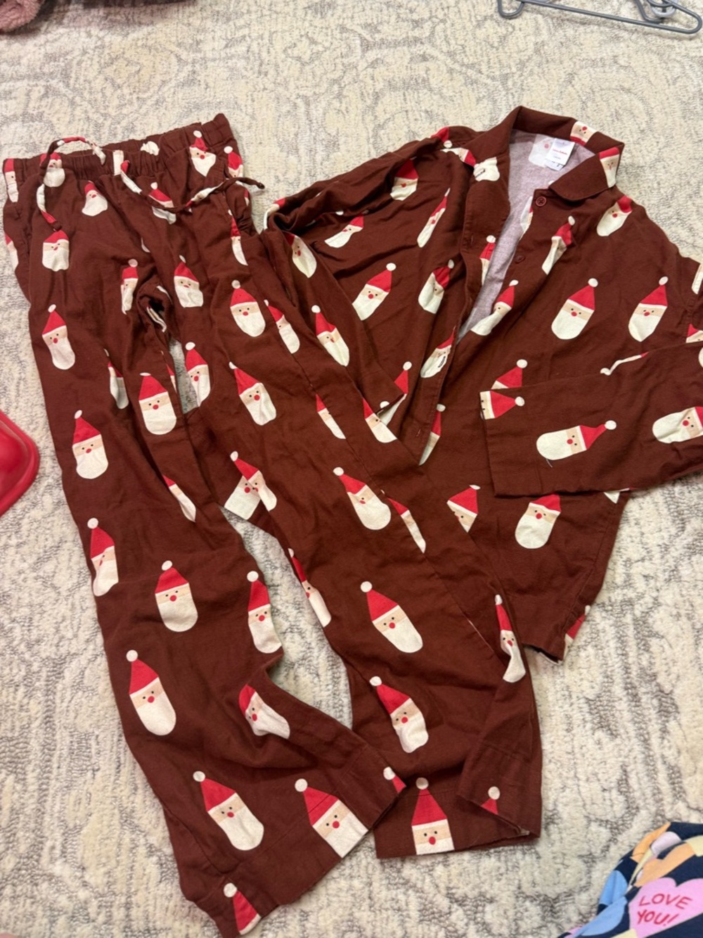 Hanna Andersson Brown Santa Face Holiday Pajama Set